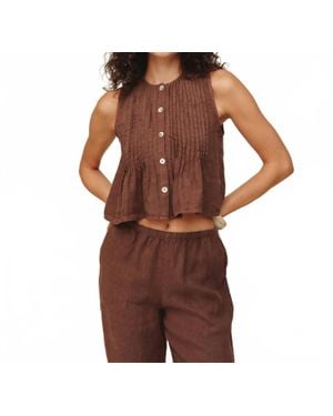 Bella Dahl Sleeveless Pintuck Top - Brown