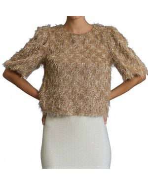 Lalavon Fuzzy Puff Sleeve Sweater - Gray