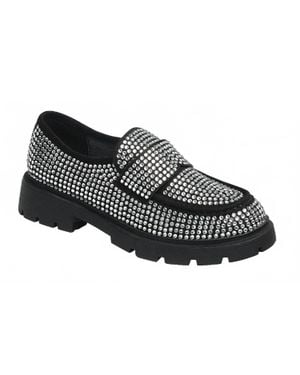 Forever Link Rhinestone Loafers - Black