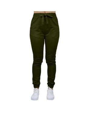 Galaxy By Harvic Loose Fit Twill Jogger Pants - Green
