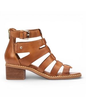 Pikolinos Leather Block-Heel Gladiator Sandals - Brown