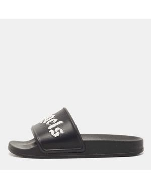 Palm Angels Leather Flat Slides - Black