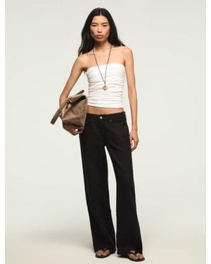Lucky Brand Baggy Linen Wide Leg Pant - White