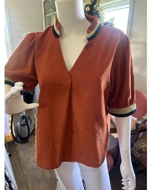 Thml Corduroy V-Neck Top - Orange