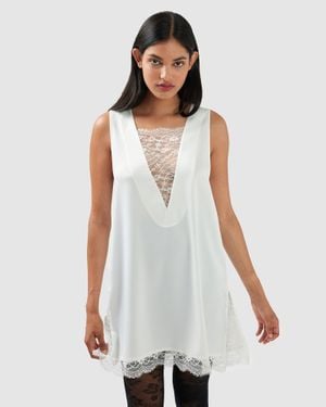 Belle & Bloom After Party Lace Mini Dress-Off - White