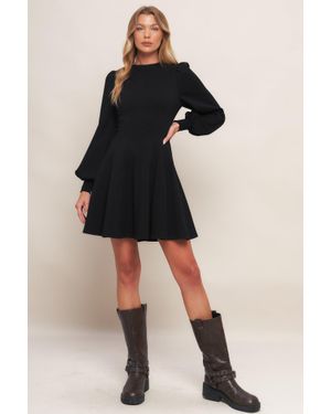 TRUEDAMES Swan Heavy Knit Mini Dress - Black