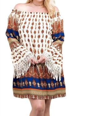 Kori Tuscan Off The Shoulder Mini Dress - Multicolor