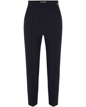 Elisabetta Franchi High-Waist Cropped Tailored Straight-Leg Pants - Blue
