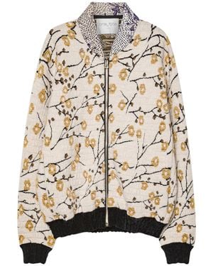 forte_forte Cherry Blossom Jacquard Bomber Jacket - Multicolor