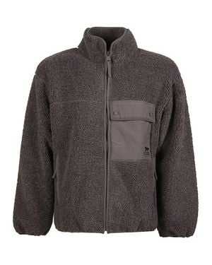 Maison Kitsuné Textured Full Zip Elbow Patch Jacket - Gray