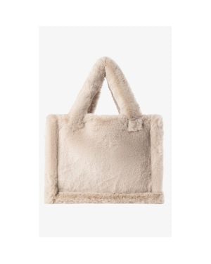 Lamarque Jade Faux Fur Tote Bag - Natural