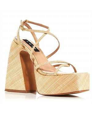 Aqua Chanc Strappy Platform High Heel Sandals - Metallic