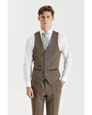 Paul Andrew Waistcoat Wool Blend Tweed Tailored Fit Vest - Gray