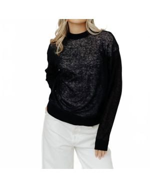 Tibi Sheer Sweater Crewneck Easy Pullover - Black