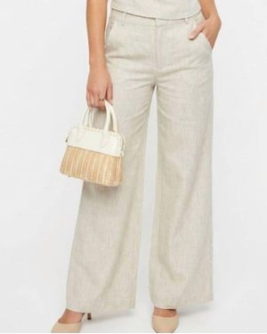 Olivaceous Victoria Full Length Linen Pants - Natural