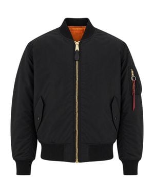 Alpha Industries Ribbed Trim Padded Bomber Jacket - Black