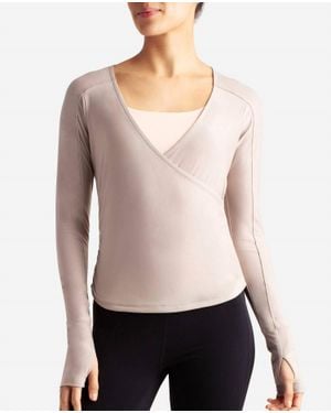 Danskin Barre Wrap Long Sleeve Top - Gray