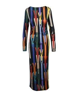 Moschino Stretch Viscose Ruched Midi Dress - Blue
