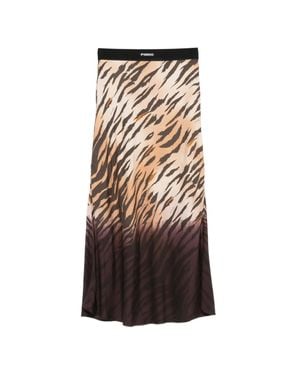 Pinko Hollie Tiger-Stripe Midi Skirt - Natural