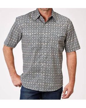 Roper Western Foulard Short Sleeve Snap Shirt - Gray