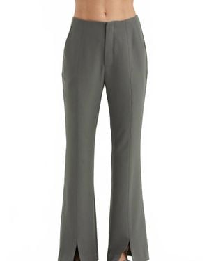 Crescent Noelle Front Slit Flare Pants - Gray
