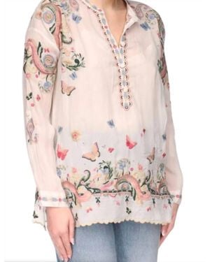 Johnny Was Sami Embroidered Tunic Top - Natural