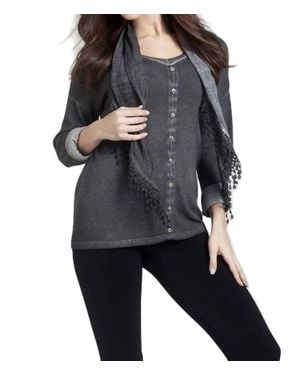 Angel Front-To-Back Top W/ Scarf - Black