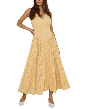 Extro & Vert Lace Halterneck Midi Dress - Natural