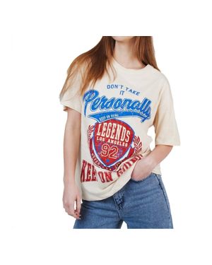 AMBAR Don'T Take It Personally Printed Short Sleeve Tshirt - Blue