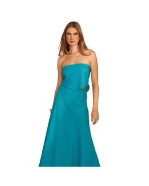 1.STATE Scarf Top Laguna Mist Tie Back Cropped Strapless Fts1526 - Blue
