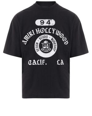 Amiri Logo Print Cotton T-Shirt - Black