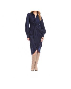 Karen Kane Savannah Twist Front Sateen Midi Dress - Blue