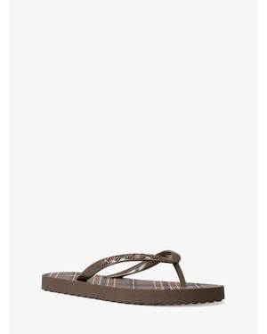 Michael Kors Outlet Plaid Print Flip Flop - White