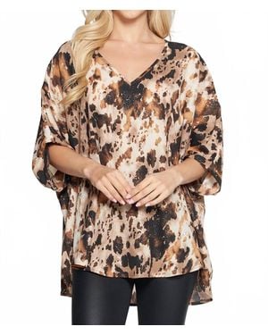 Adrienne Leopard Print Poncho Tunic Top - Multicolor