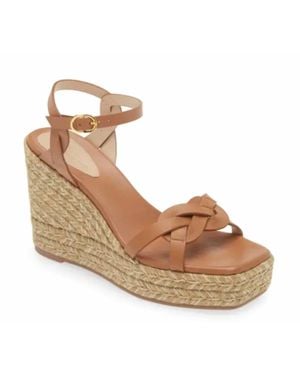 Stuart Weitzman Braided Leather Espadrille Wedge Sandals - Metallic