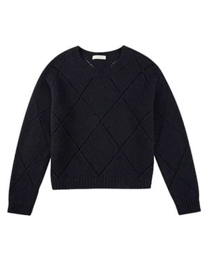 Zanone Diamond Openwork Knitted Crew Neck Sweater - Blue