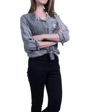 Gigi Moda Patricia Button Front Blouse - Blue