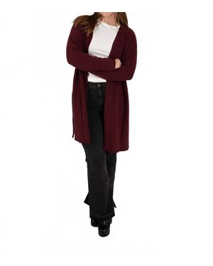 Cozy Casual Curvy Knit Cardigan With Side Slits - Red