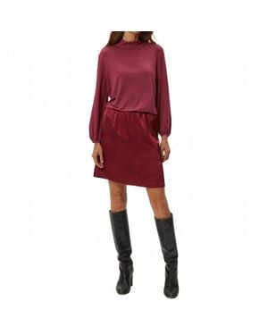 Michael Stars Myla Mixed Fabric Satin Mini Dress - Red