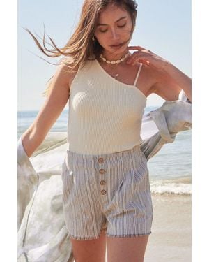 TRUEDAMES A Pair Of Striped Woven Shorts - Natural
