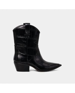 Shu Shop Zouzou Croco Western Boots - Black