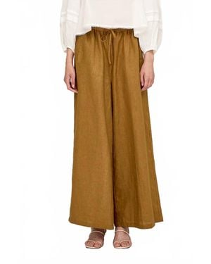 GRADE & GATHER Long Line Linen Pants - Natural