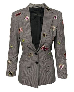 ESCADA Beaded Houndstooth Trouser Suit Set - Black