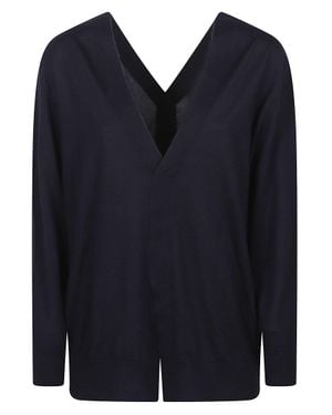 Sa Su Phi Front And Back V Neck Sweater - Blue