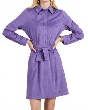 tyler boe Ziva Faux Suede Shirt Dress - Purple