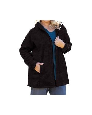 On The Plus Side Lyddie Hooded Zip Up Fleece Jacket - Black