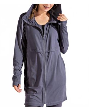 Rae Mode Long Hooded Active Jacket - Blue