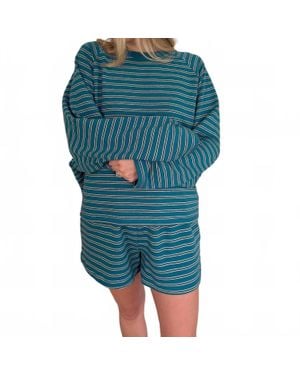 Things Between Wynn Striped Cotton Shorts - Blue