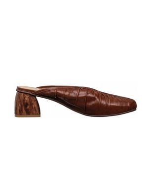 Antelope Natasha Leather Mule Block Heels - Brown