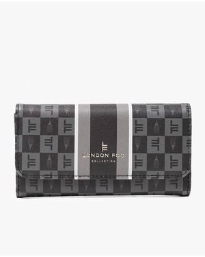 London Fog Sophia Signature Flap Wallet - Gray